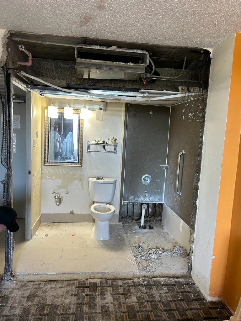 Bathroom renovation in progress at the existing Cincinnati property